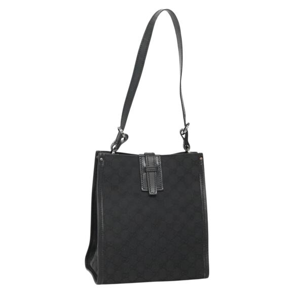 GUCCI GG Canvas Shoulder Bag Black Silver - Picture 1 of 16